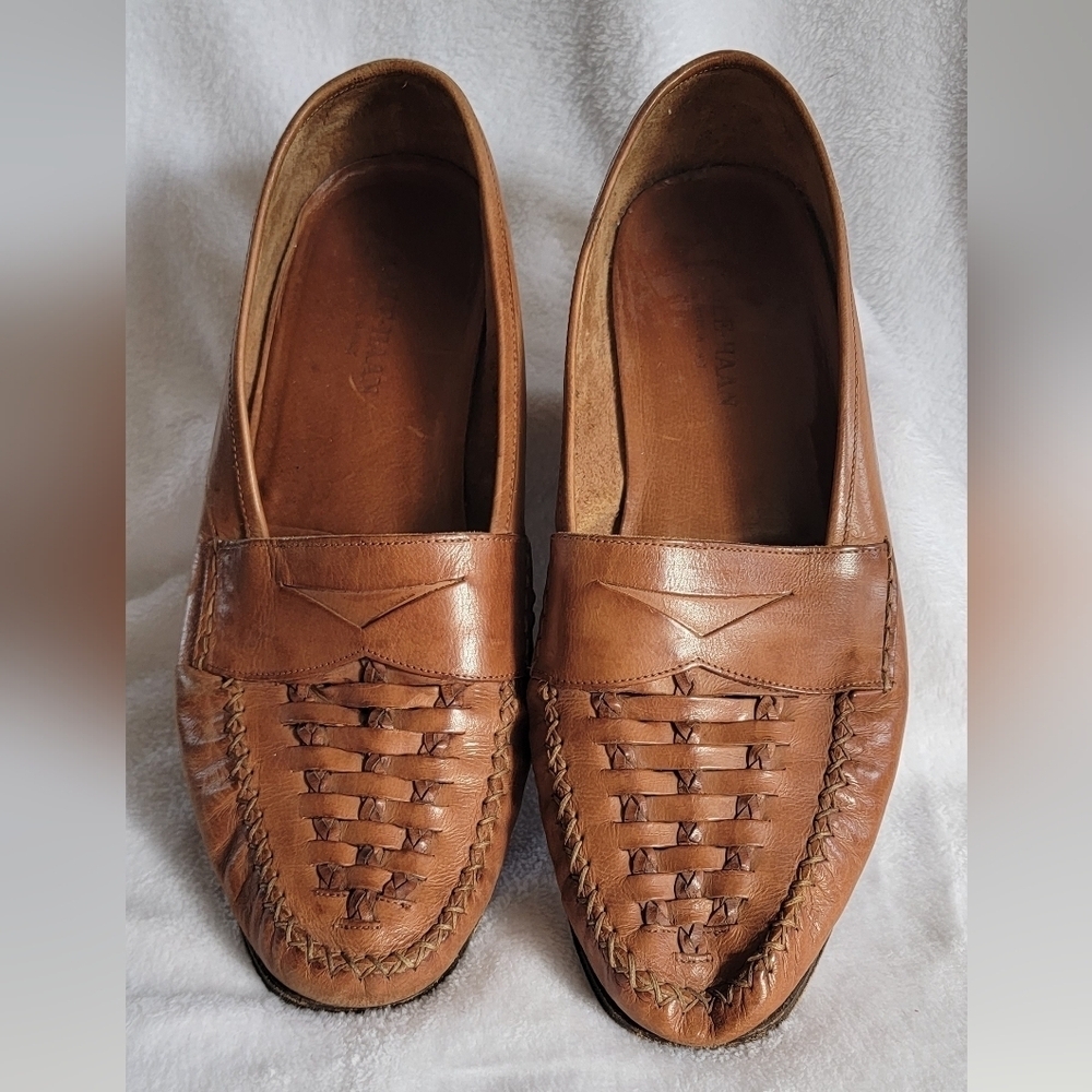 10.5 VTG Cole Haan Woven Old Money Leather Loafers Moccosins Vacation Resort